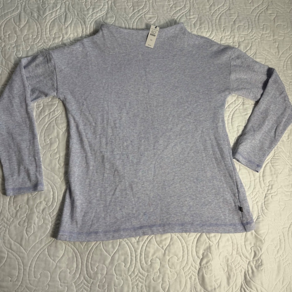 T by Talbots Womens XS Funnel Neck Space Dye Pullover Top Heathered Lavender NWT